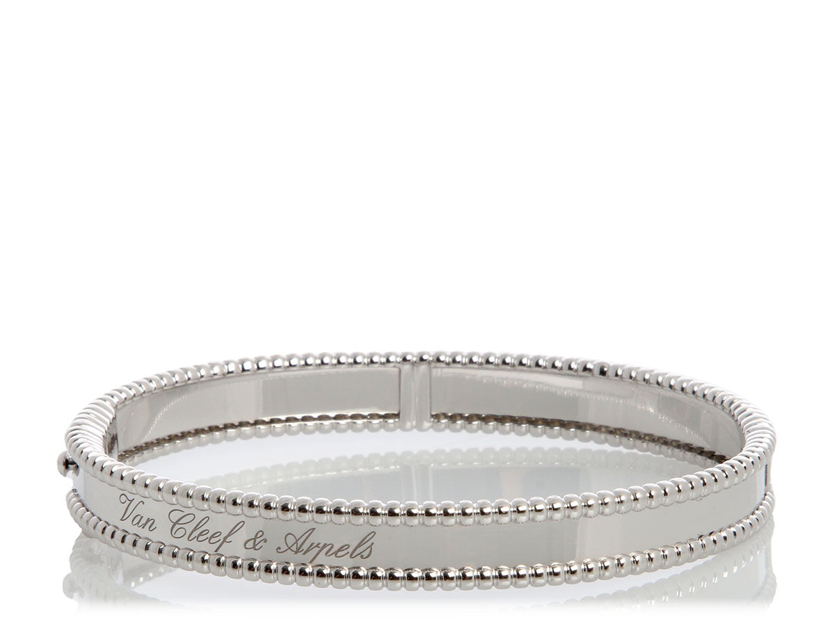 Van Cleef 
Arpels 18K White Gold Perlée Signature Bracelet