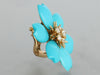 Van Cleef & Arpels 18K Yellow Gold Turquoise Rose de Noël Earrings