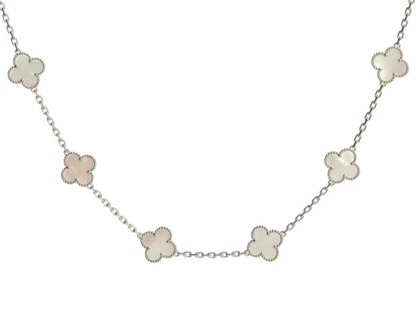 Van Cleef & Arpels 18K White Gold MOP 10-Motif Vintage Alhambra Neckla