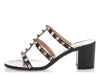 Valentino Black Leather Rockstud Slide Sandals 60