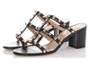 Valentino Black Leather Rockstud Slide Sandals 60