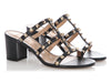 Valentino Black Leather Rockstud Slide Sandals 60