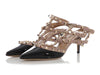 Valentino Black and Taupe Rockstud Strappy Sandals