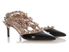 Valentino Black and Taupe Rockstud Strappy Sandals