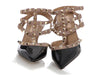 Valentino Black and Taupe Rockstud Strappy Sandals