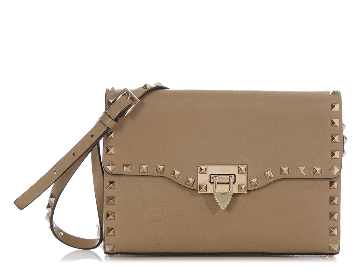 Valentino Small Beige Rockstud Crossbody Bag