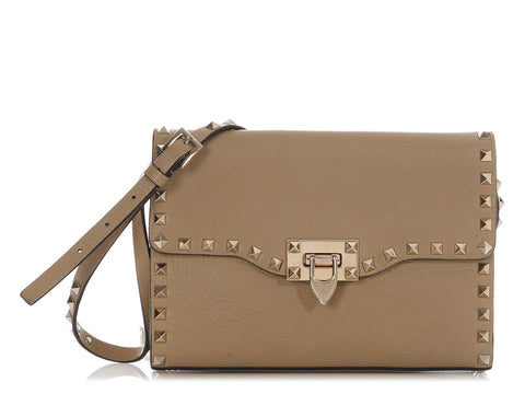 Valentino Small Beige Rockstud Crossbody Bag