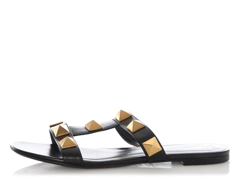 Valentino Black Roman Stud Sandals