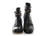 Valentino Black Grained Leather Double Strap Rockstud Ankle Boots