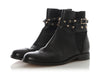 Valentino Black Grained Leather Double Strap Rockstud Ankle Boots