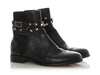 Valentino Black Grained Leather Double Strap Rockstud Ankle Boots