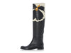 Valentino Black Floral Riding Boots