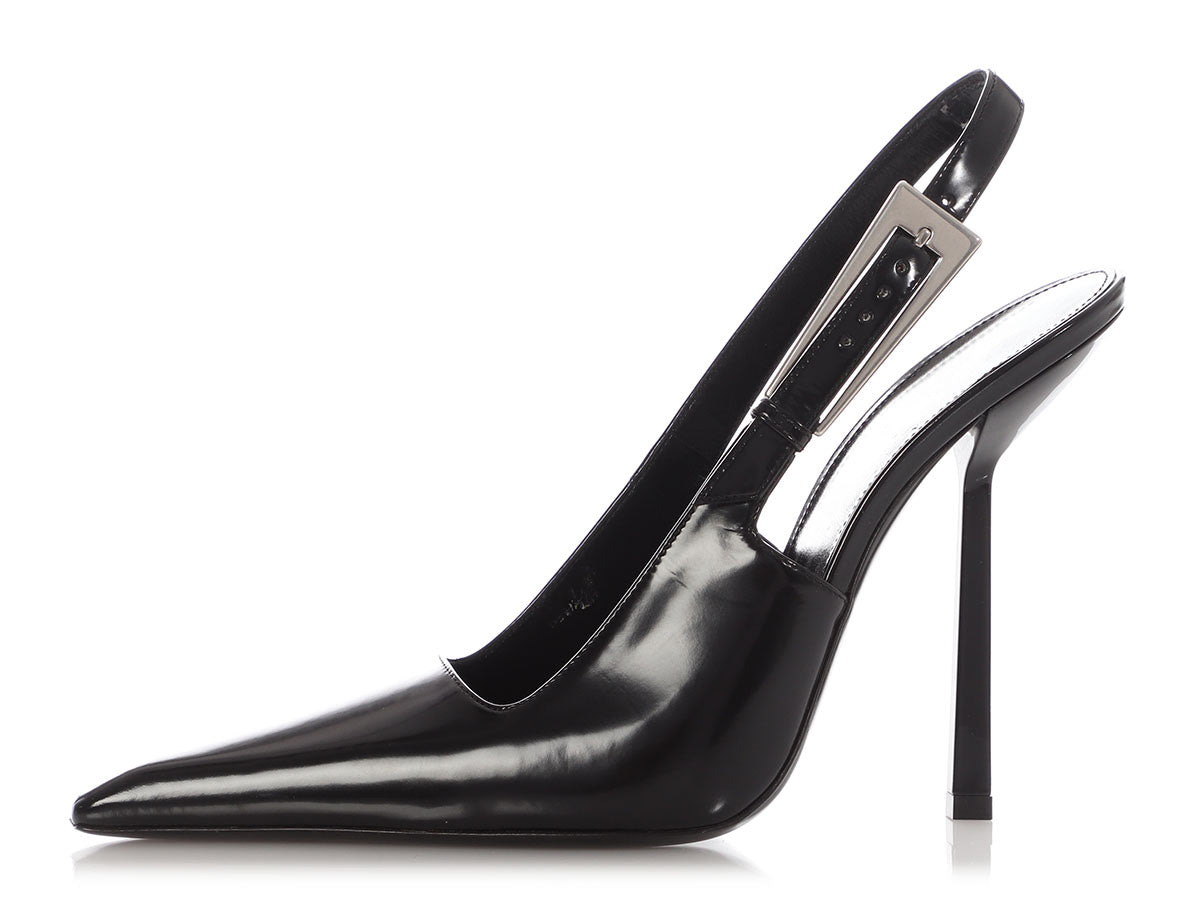 Saint Laurent Black Lee Slingback Pumps