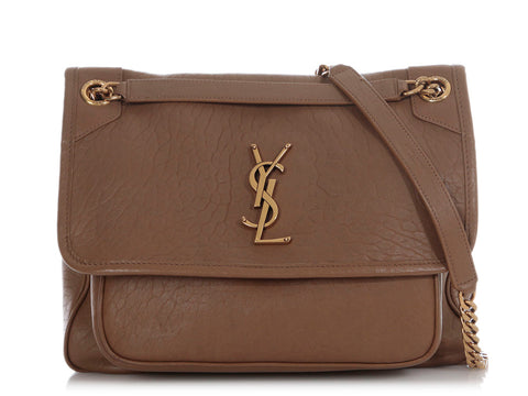 Saint Laurent Medium Brown Grained Lambskin Niki Bag