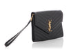 Saint Laurent Black Grain De Poudre Cassandre Matelassé Flap Pouch