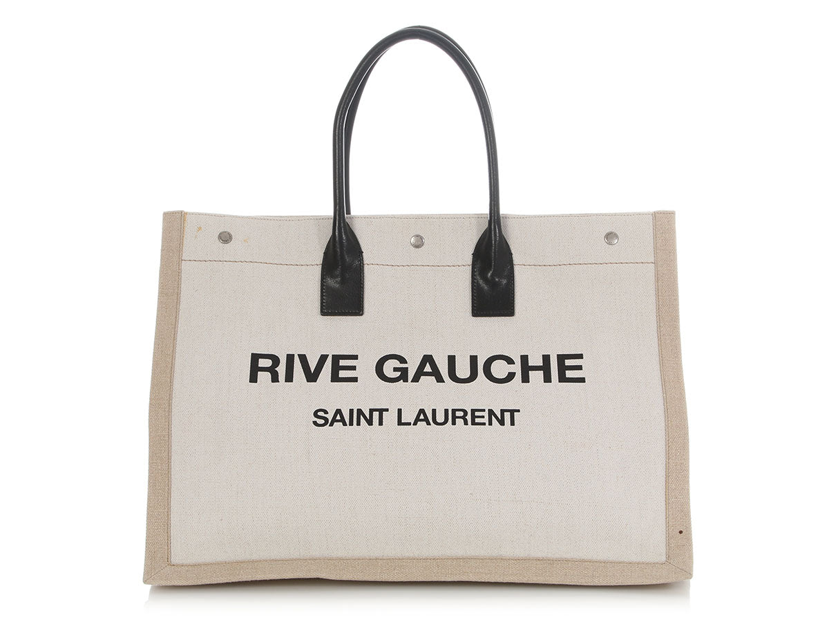 Saint Laurent Large Beige Canvas Rive Gauche Tote