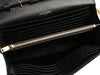 Saint Laurent Large Black Chevron Grain de Poudre Wallet on Chain