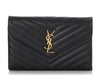 Saint Laurent Large Black Chevron Grain de Poudre Wallet on Chain