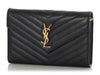 Saint Laurent Large Black Chevron Grain de Poudre Wallet on Chain