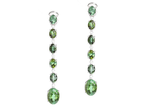 Antonini Milano 18K White Gold Tourmaline Diamond Pierced Drop Earrings