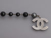 Chanel Black Bead and Pearl Logo Drop Bracelet