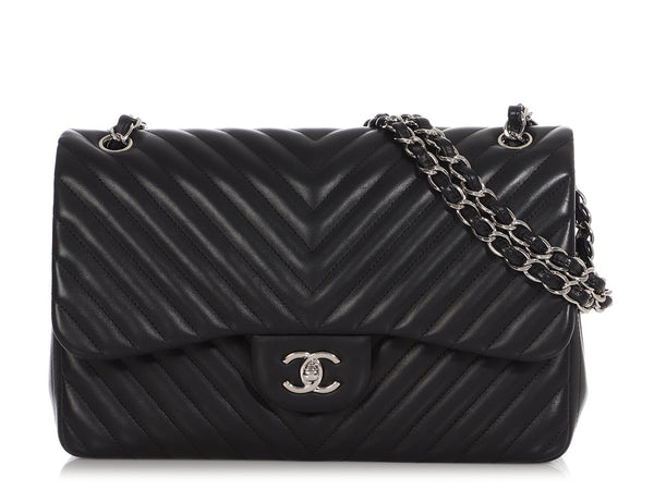 Chanel Jumbo bag Black Grained Calfskin Sylver Hardware