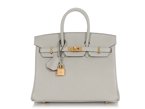 Hermes Etain Birkin 25 Grey Togo Gold Hardware Bag Z Stamp, 2021