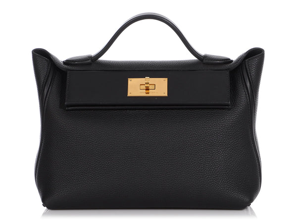 Hermès - Hermès 24/24 29 Taurillon Clemence Leather Handbag-Gold Gold Silver