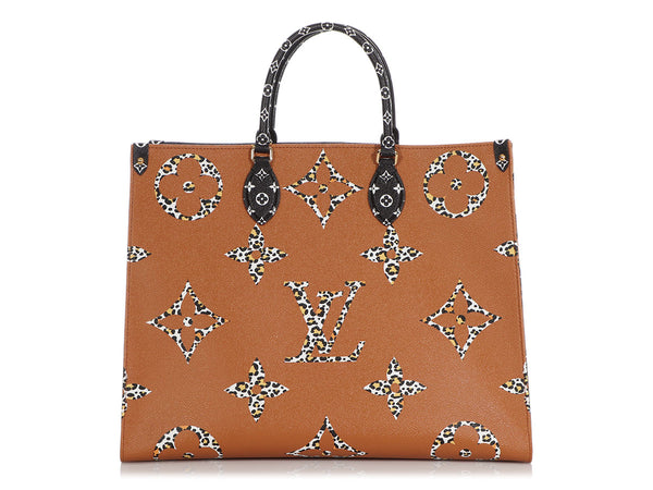 NEW Louis Vuitton OnTheGo GM Jungle Print Tote Black & Caramel On The Go