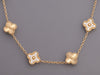 Van Cleef & Arpels 18K Yellow Gold Guilloché Diamond 10-Motif Vintage Alhambra Necklace