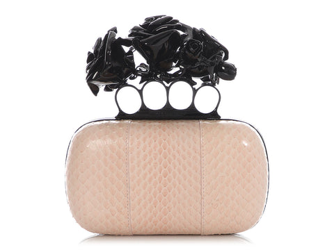 Alexander McQueen Snakeskin Roses Handle Clutch
