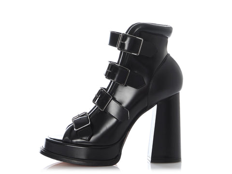 Alexander McQueen Black Rave Buckle Boots