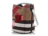 Burberry Medium Red Canvassed Check Sequin Hearts Ashby Hobo