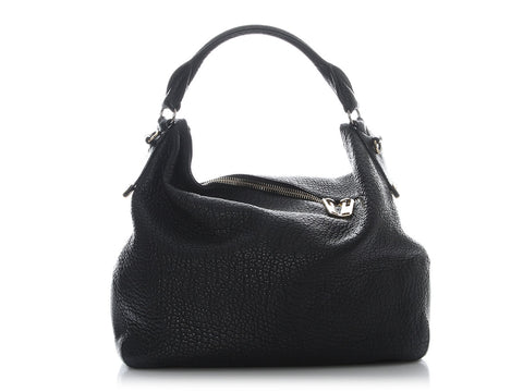 Burberry Medium Black Pebbled Leather Ledbury Hobo