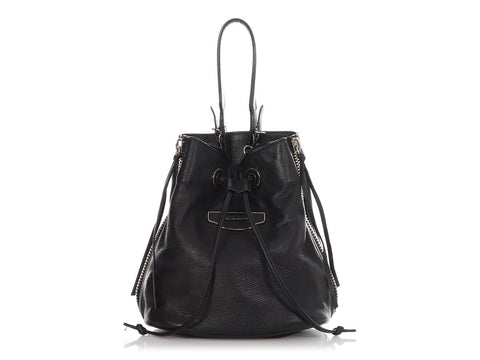 Balenciaga Black Papier Plate Side Zip Bucket Bag