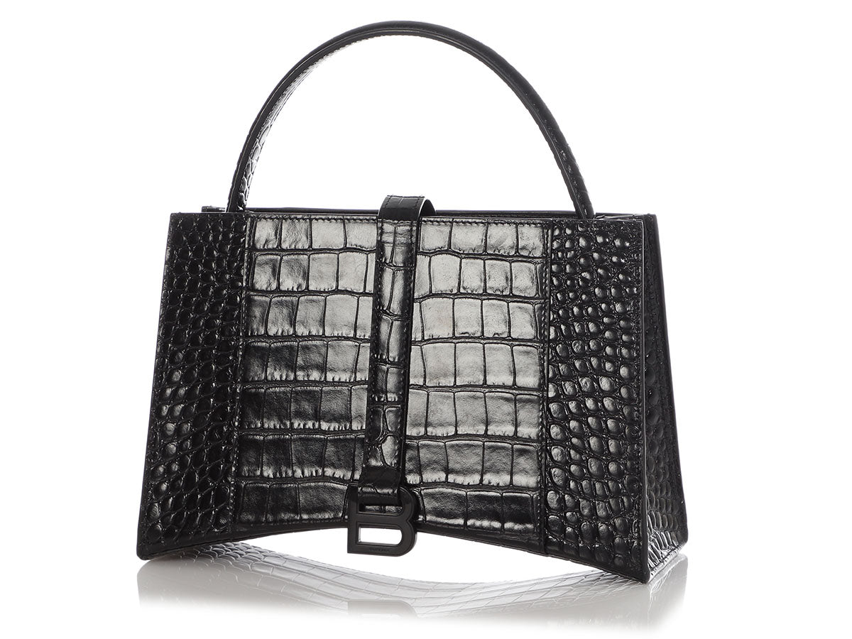Balenciaga hourglass 2025 bag black croc