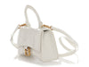 Balenciaga XS White Crocodile Embossed Hourglass Top Handle Bag