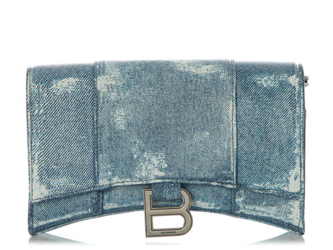 Balenciaga Denim Hourglass Wallet on Chain