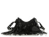 Balenciaga Black Lambskin Le Cagole Fringed Shoulder Bag XS