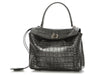 Balenciaga Mini Gunmetal Croc-Embossed Rodeo