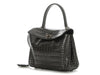 Balenciaga Mini Gunmetal Croc-Embossed Rodeo