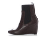 Balenciaga Maroon Leather Wedge Ankle Boots