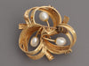 Vintage 14K Yellow Gold Pearl and Sapphire Brooch