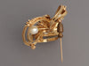 Vintage 14K Yellow Gold Pearl and Sapphire Brooch