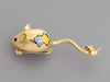 14K Yellow Gold Enamel Diamond Mouse Pin