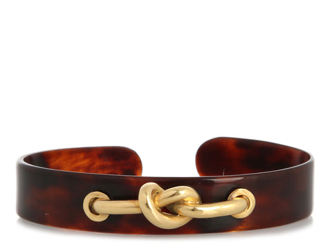 Aldo Cipullo Vintage Tortoiseshell and 18K Gold Knot Bracelet