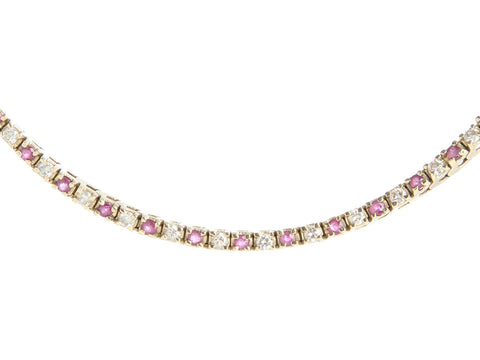 14K Yellow Gold Diamond and Ruby Tennis Bracelet