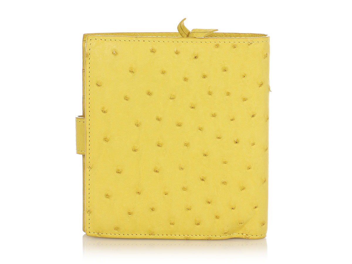 Bottega Veneta Yellow Ostrich Wallet