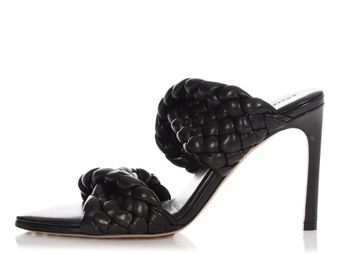 Bottega Veneta Nero Intrecciato Curve Sandals