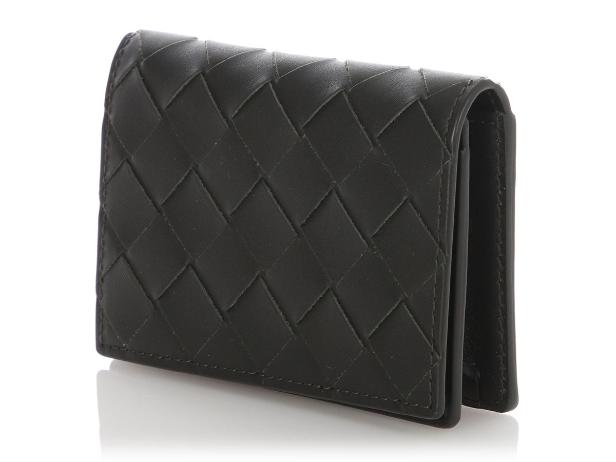 Bottega Veneta★素敵！Intercciato Leather Card Case Bottega Veneta Black Intrecciato Business Card Case